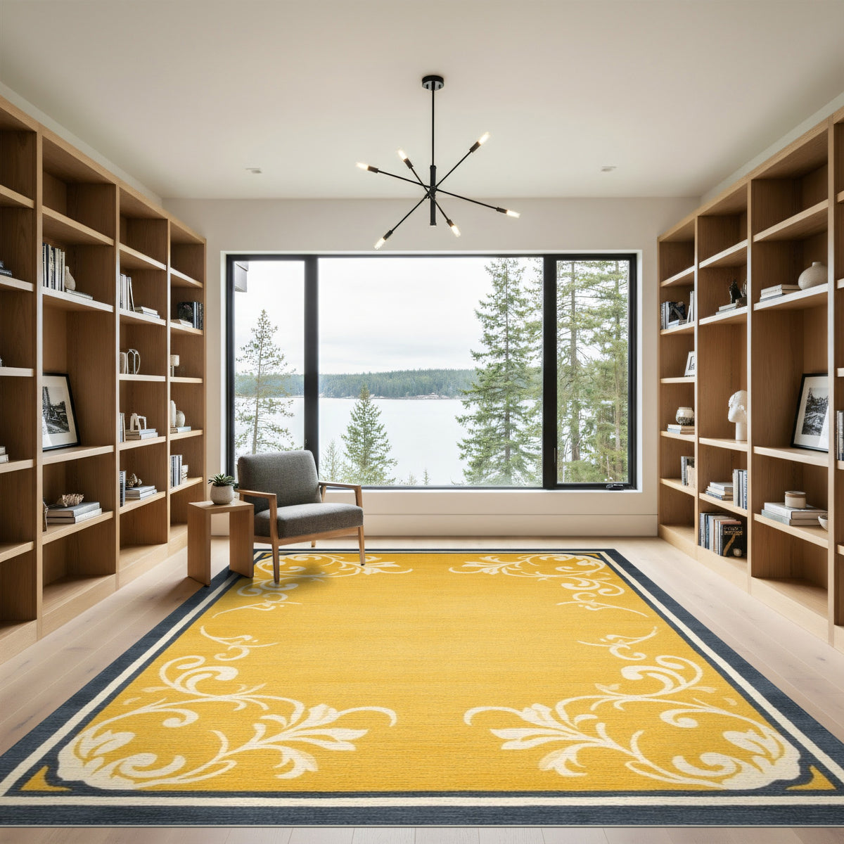 Yellow Floral Vintage Area Rug