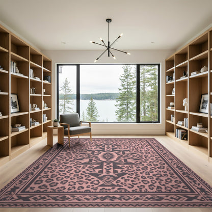 Pink Tribal Leopard Area Rug