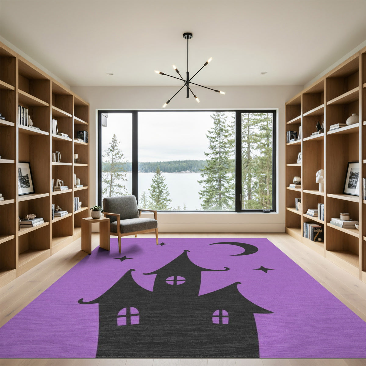 Purple Haunted Castle Kids Rug