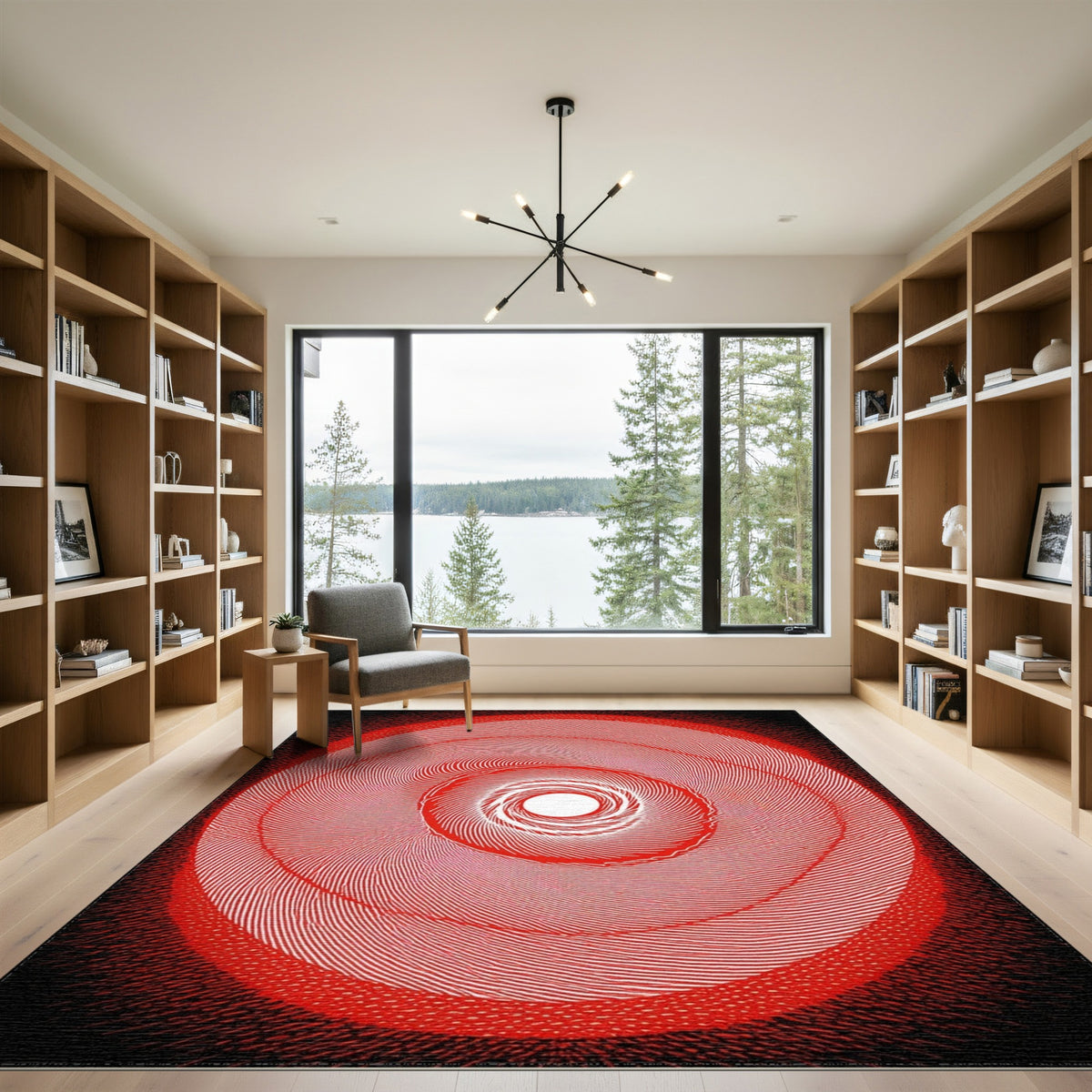Red Vortex Geometric Area Rug