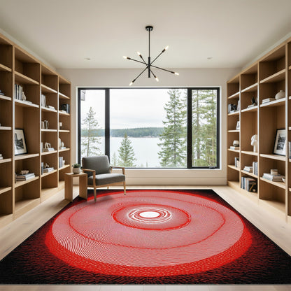 Red Vortex Geometric Area Rug