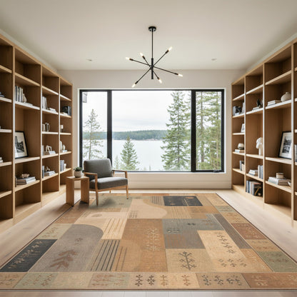 Geometric Modern Brown Tan Geometric Abstract Area Rug