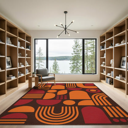 Orange Geometric Modern Area Rug