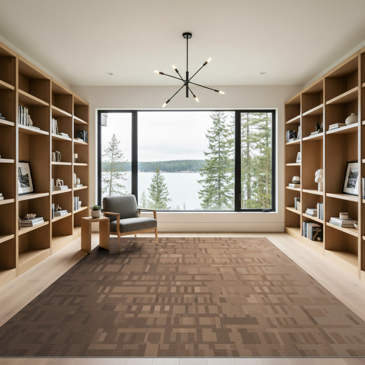 Brown Geometric Brown and Tan Area Rug