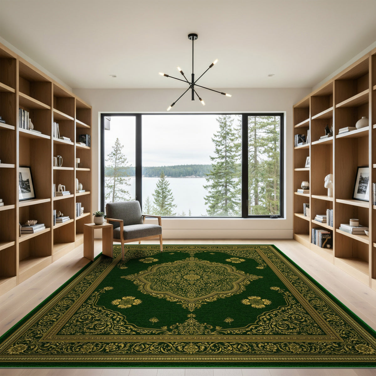 Green Gold Ornate Persian Area Rug