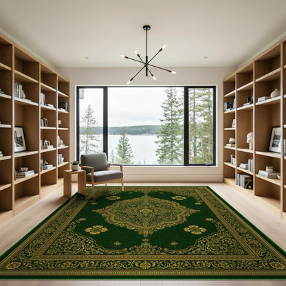 Green Gold Ornate Persian Area Rug