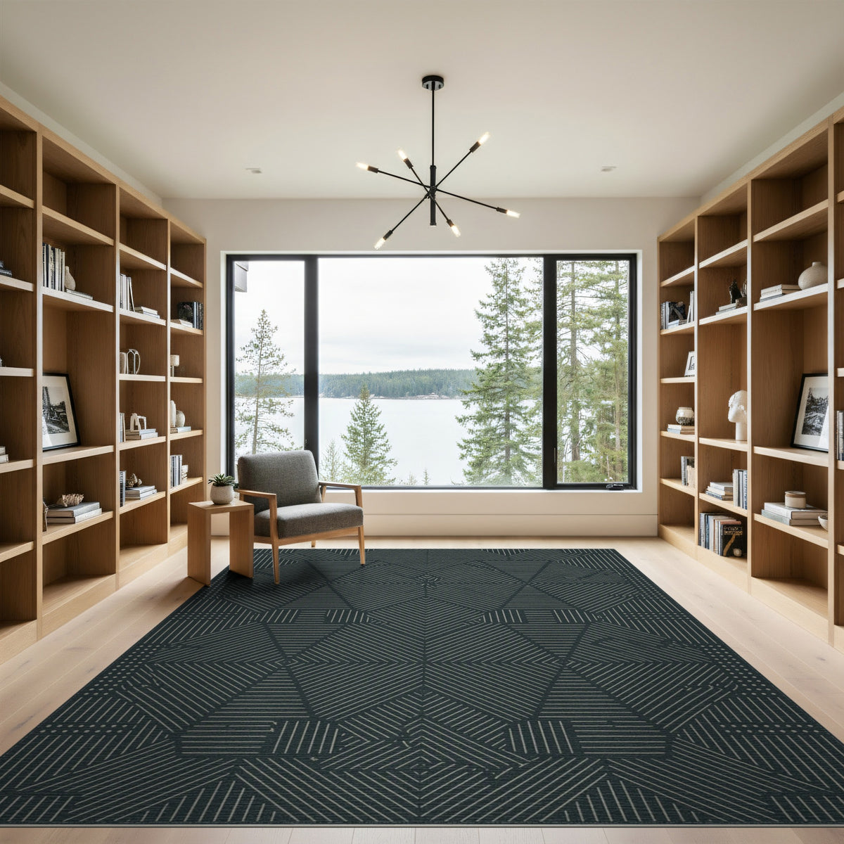 Blue and Teal Geometric Teal Area Rug