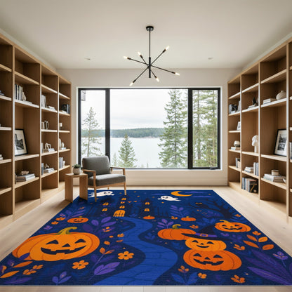 Halloween Haunted Castle Ghost Pumpkin Area Rug