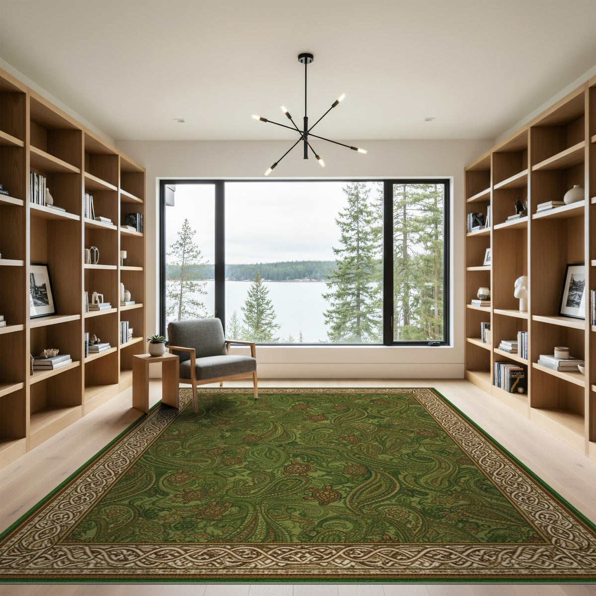 Green Paisley Sea Turtle Area Rug