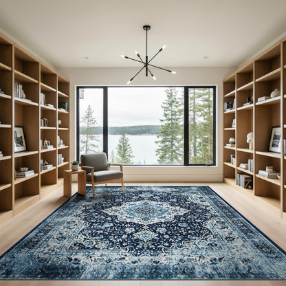 Blue Persian Medallion Area Rug
