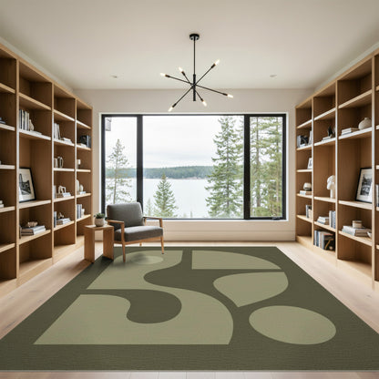 Olive Green Abstract Area Rug