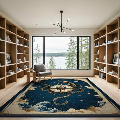 Octopus Compass Vintage Area Rug
