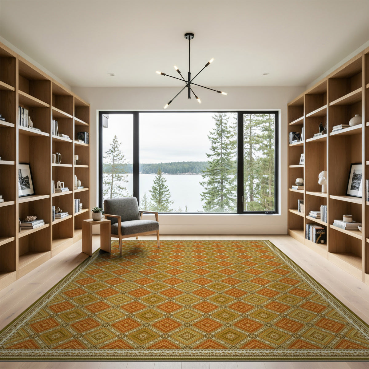 Orange Southwestern Geometric Area Rug