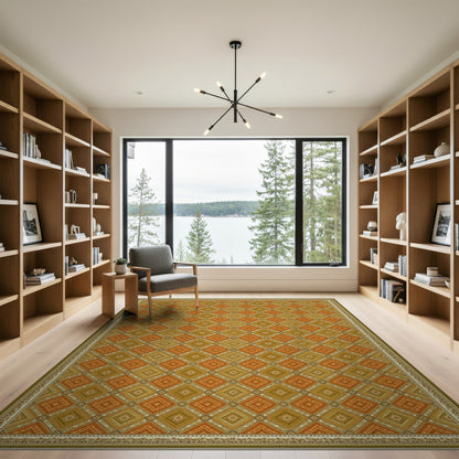 Orange Southwestern Geometric Area Rug