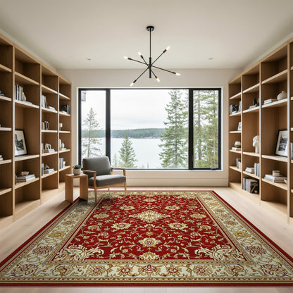 Red Persian Floral Medallion Area Rug