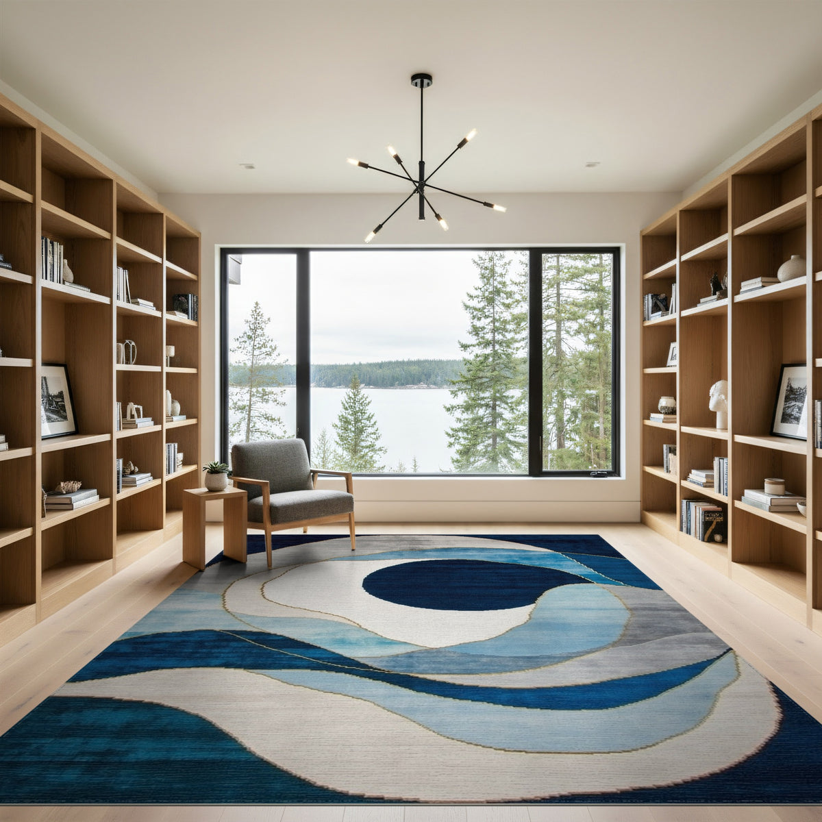 Blue Abstract Swirl Area Rug