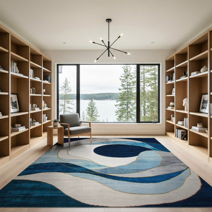 Blue Abstract Swirl Area Rug
