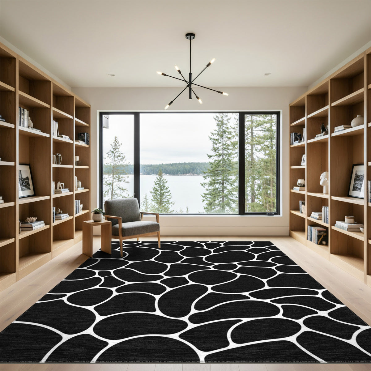 Black White Geometric Area Rug