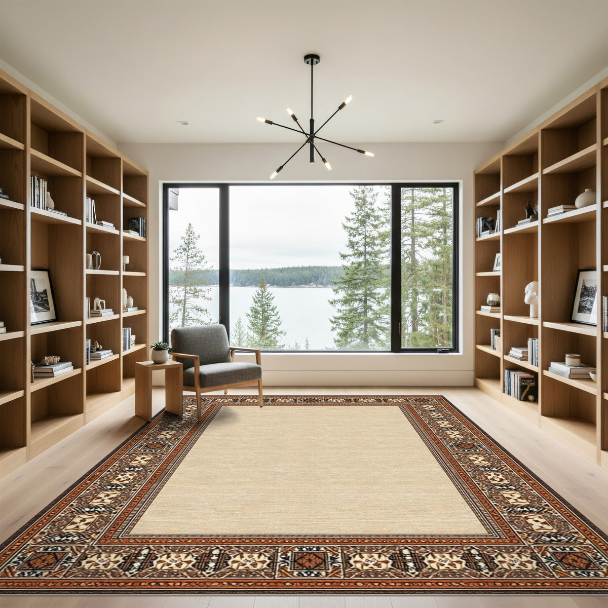 Beige Persian Bordered Area Rug