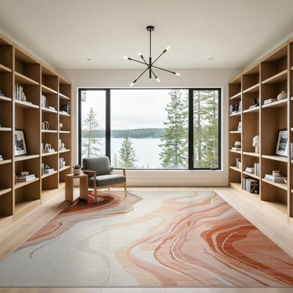 Abstract Orange Wave Abstract Area Rug