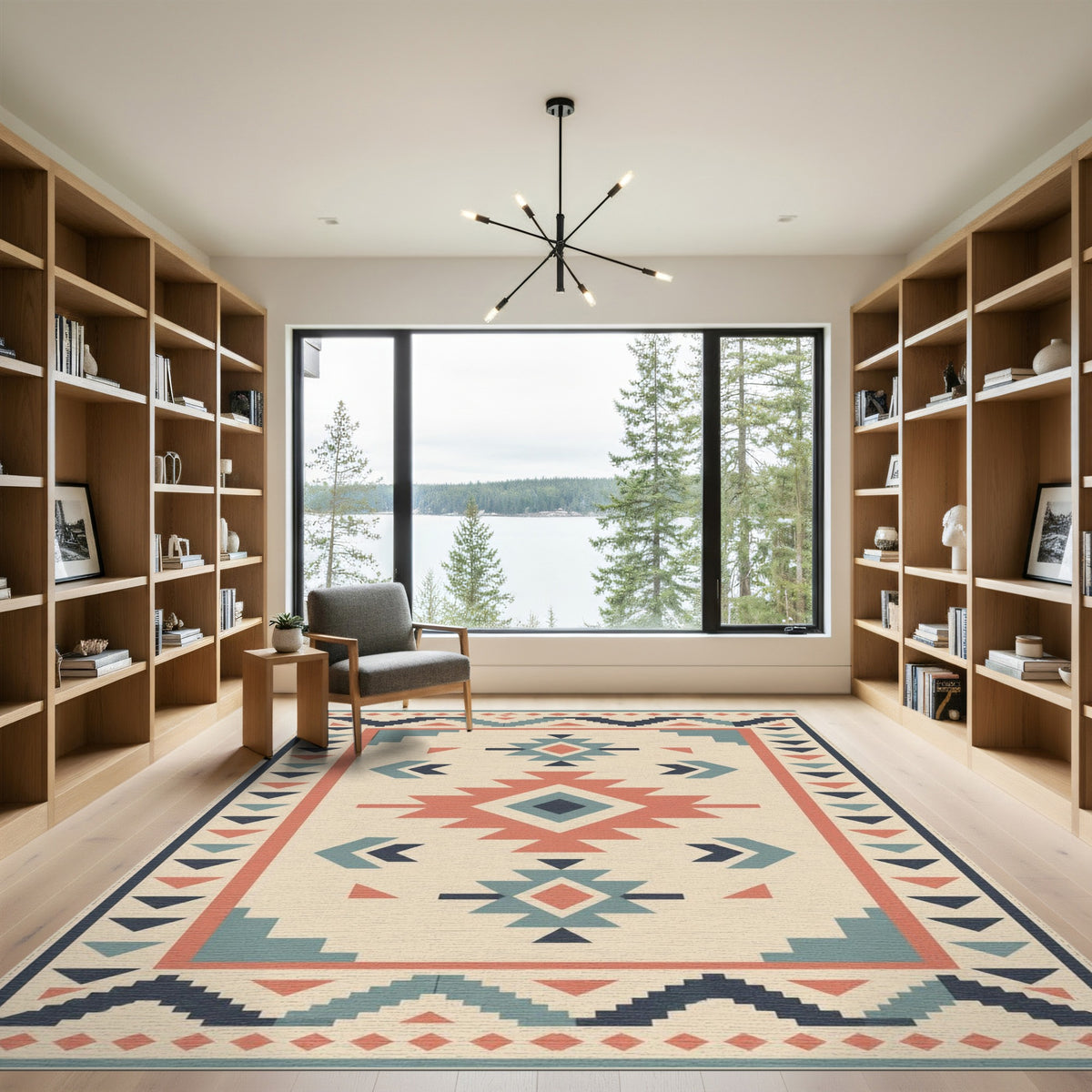 Southwestern Geometric Teal Area Rug