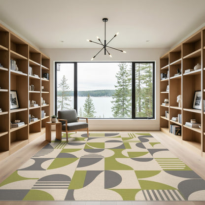 Green Geometric Area Rug