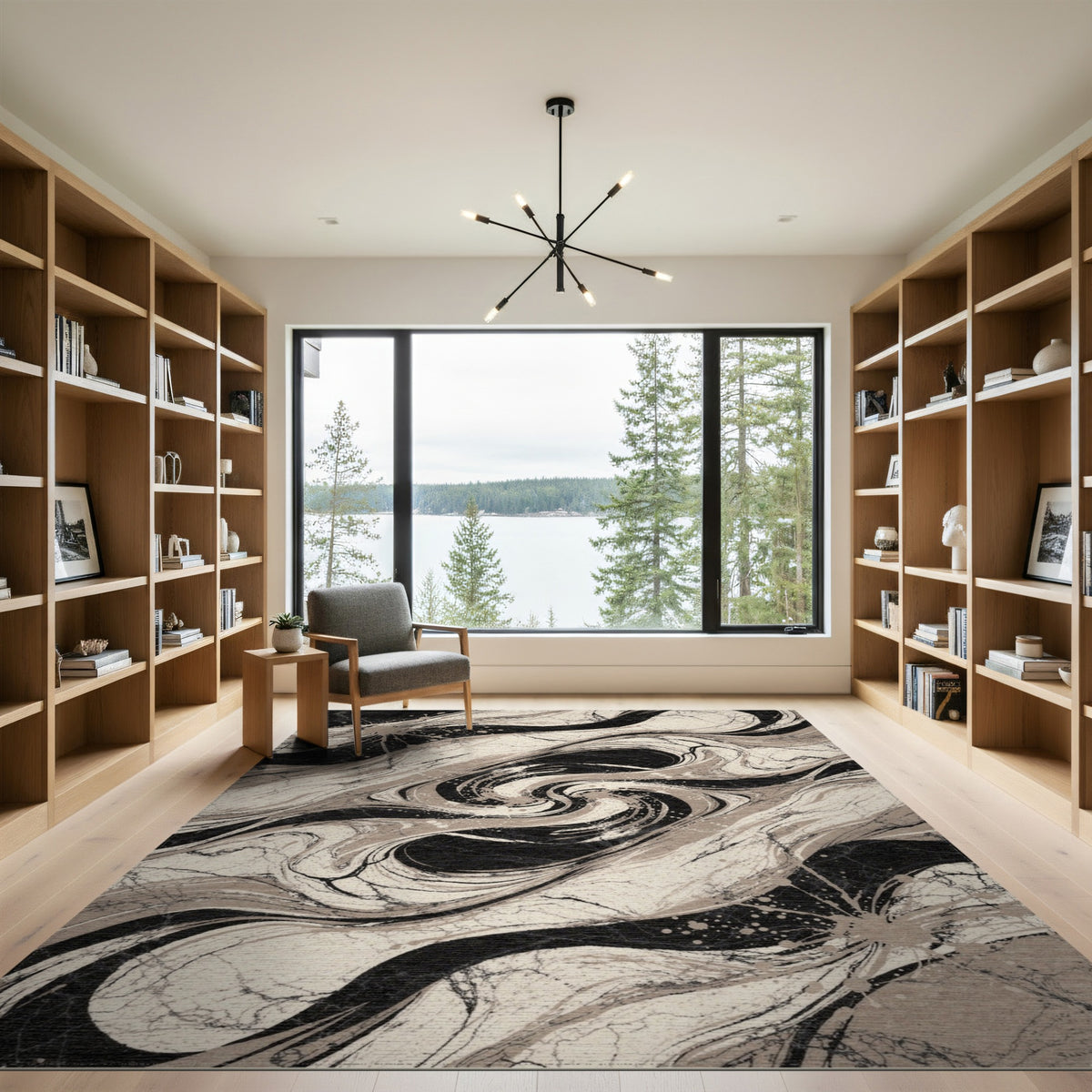 Black and White Swirl Black White Abstract Swirl Area Rug