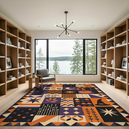 Geometric Modern Halloween Geometric Patchwork Area Rug