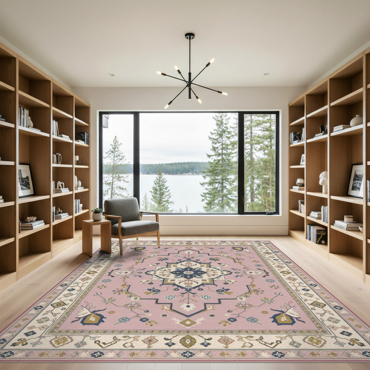 Blush Pink Floral Vintage Area Rug