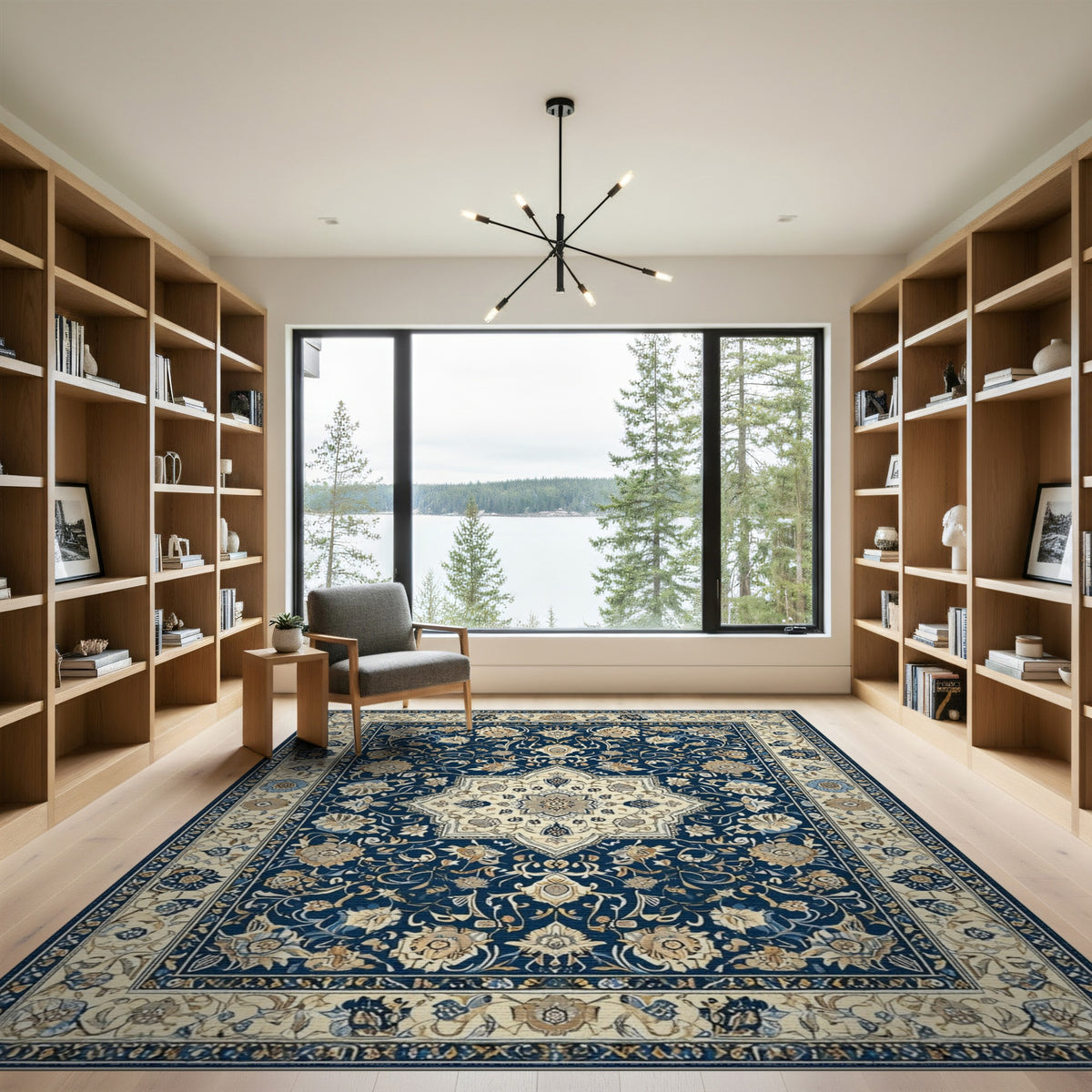 Floral Medallion Traditional Persian Navy Blue Persian Floral Medallion Area Rug