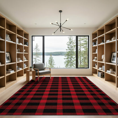 Red Black Checkered Area Rug