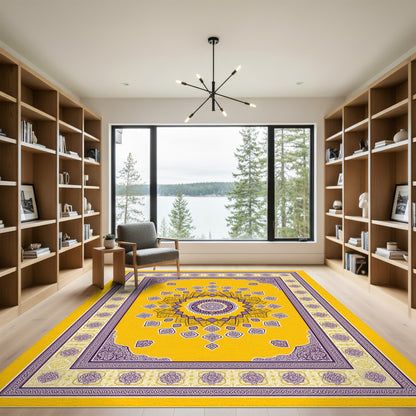 Yellow Persian Medallion Area Rug