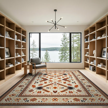 Orange Heritage Tribal Southwestern Area Rug