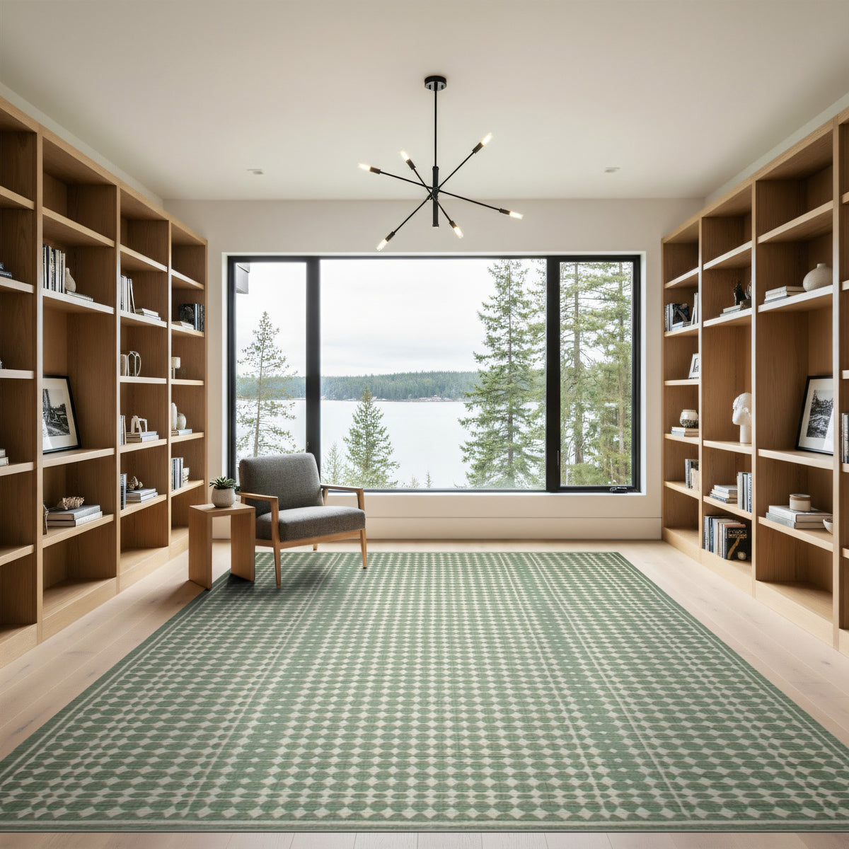 Green Geometric Modern Green Geometric Circle Area Rug