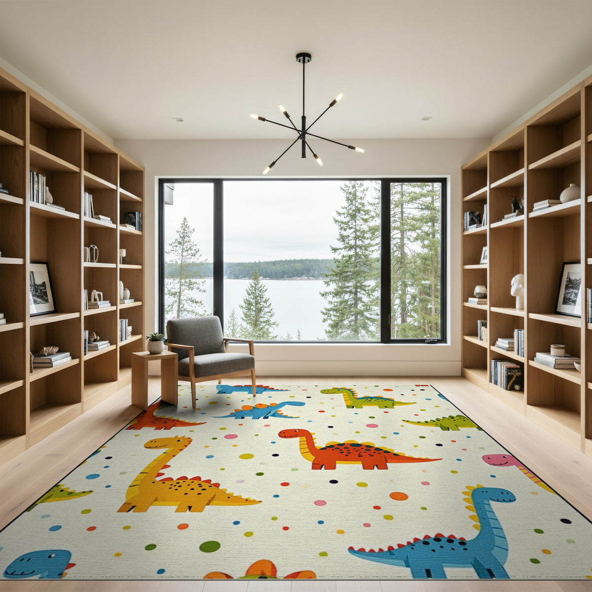 Kids Cartoon Colorful Dinosaur Kids Cartoon Area Rug