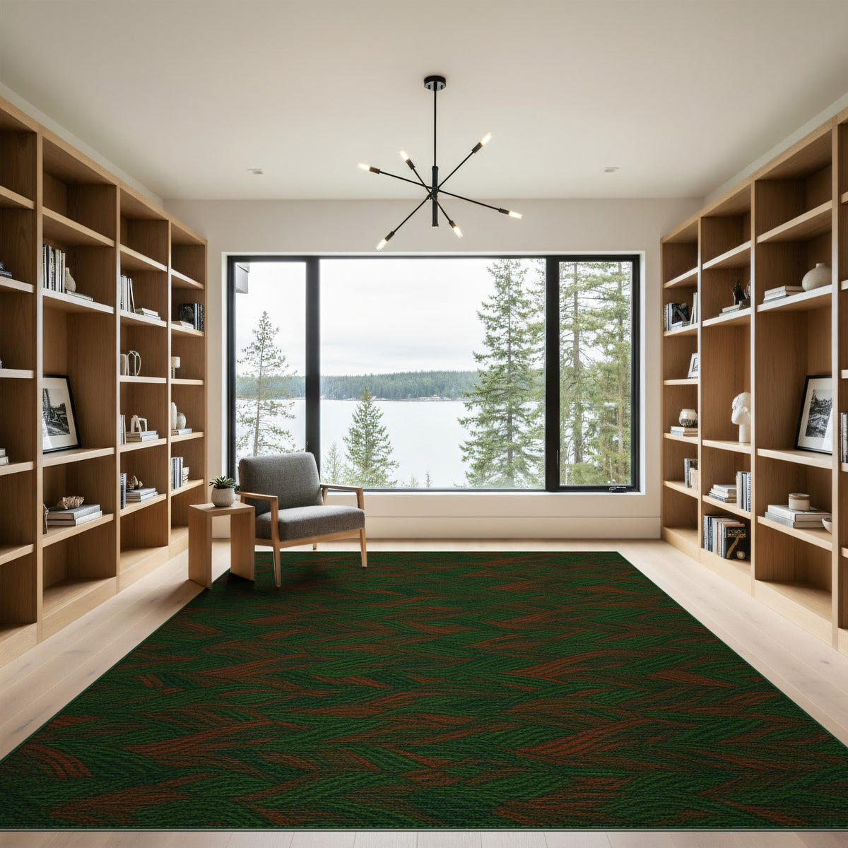 Geometric Modern Green Wavy Geometric Area Rug