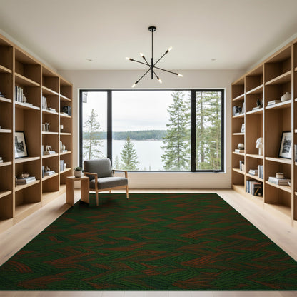 Geometric Modern Green Wavy Geometric Area Rug