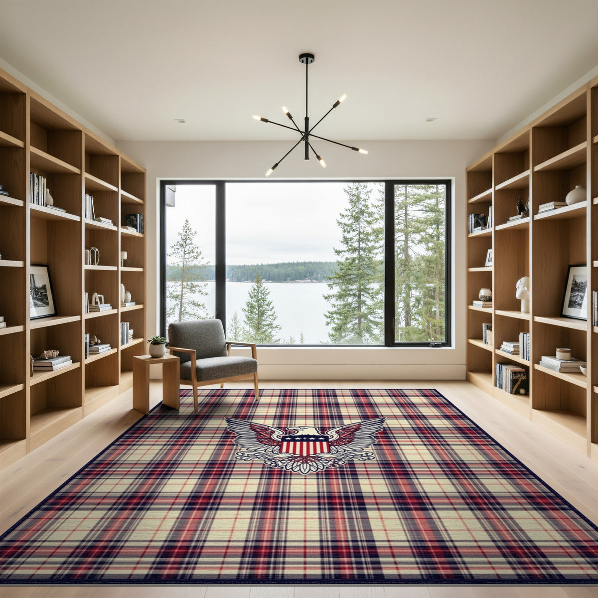 Patriotic Eagle Plaid Area Rug