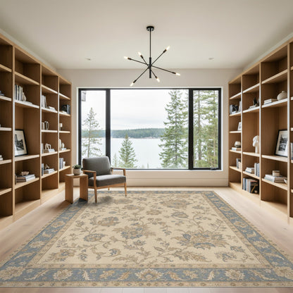 Blue Floral Vintage Area Rug