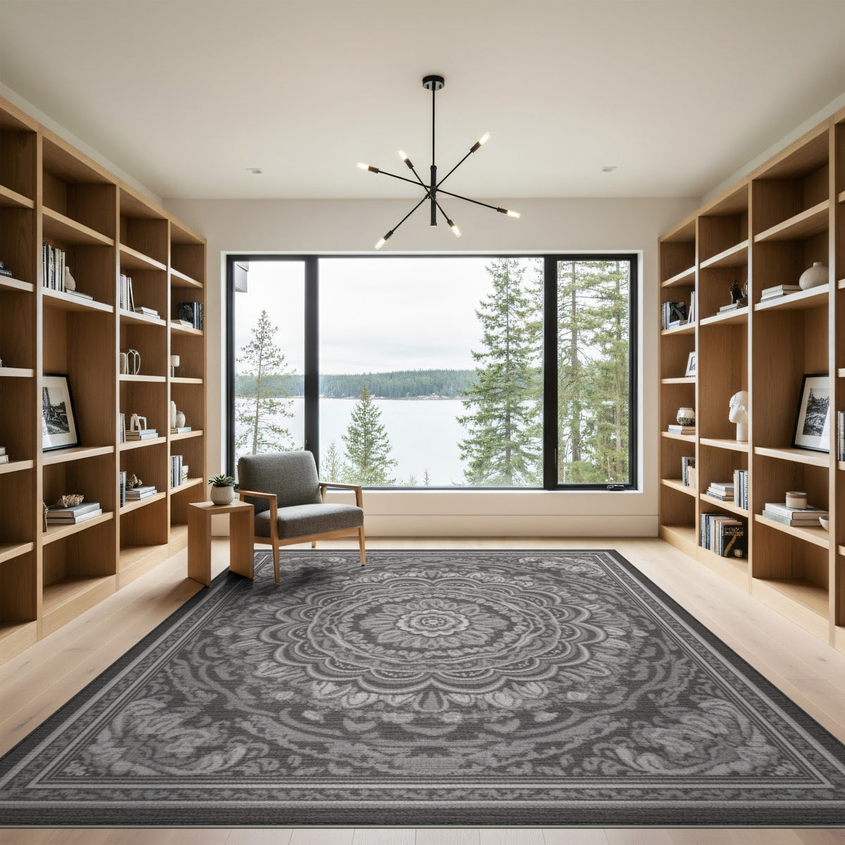 Black White Traditional Persian Area Rug