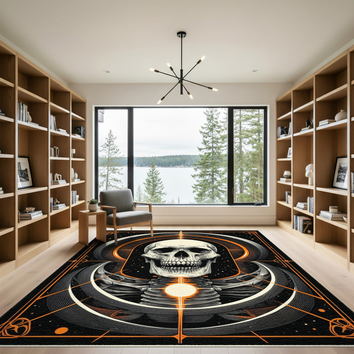 Eclipse Skull Geometric Area Rug