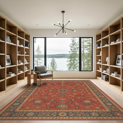 Red Floral Traditional Persian Red Area Rug