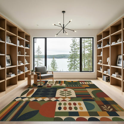 Multi-color and Patterns Multi-Color Geometric Leaf Area Rug
