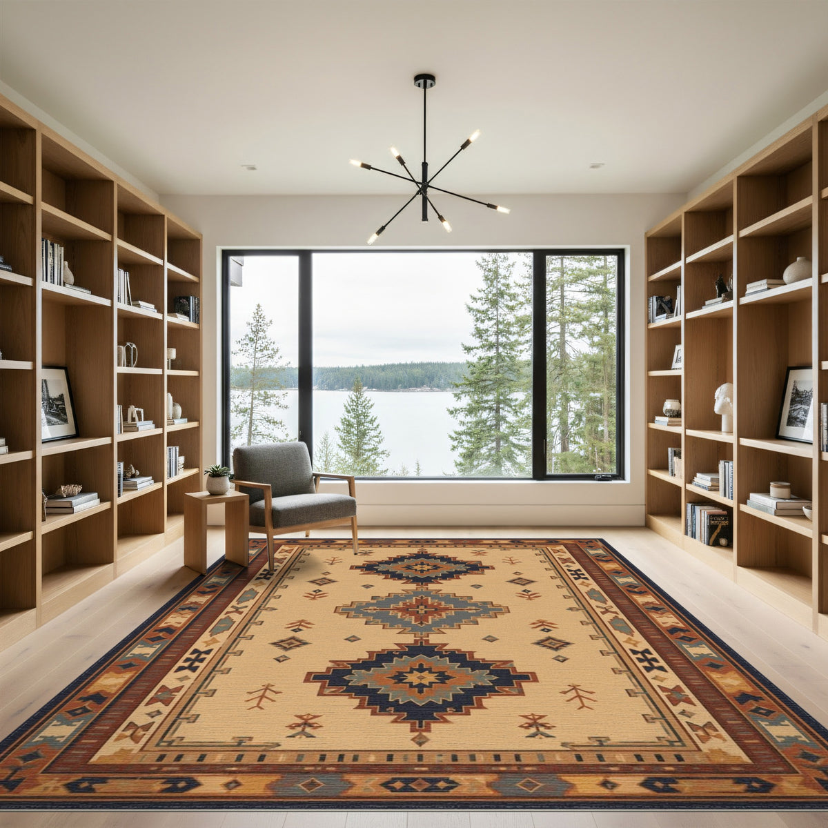 Beige Southwestern Geometric Area Rug
