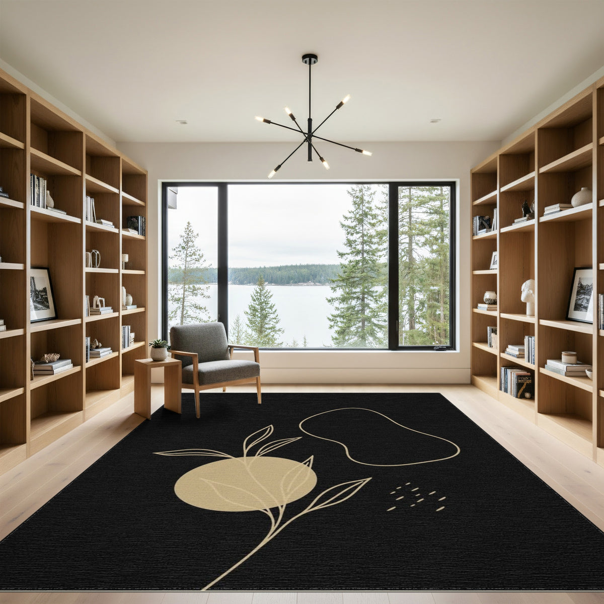 Beige and Neutral Leaf Beige Abstract Leaf Area Rug