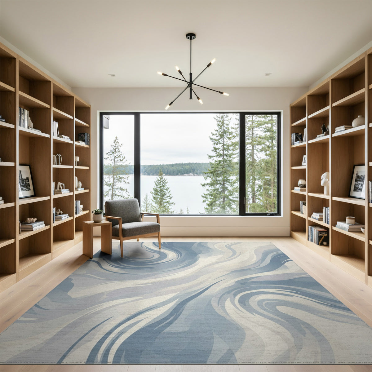 Blue Swirl Abstract Area Rug