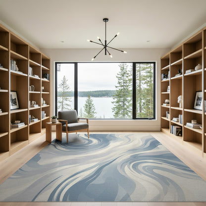 Blue Swirl Abstract Area Rug