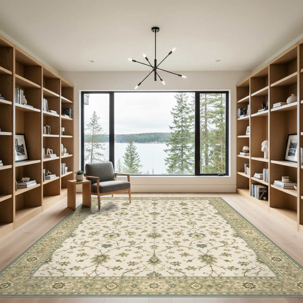 Beige Floral Vintage Area Rug