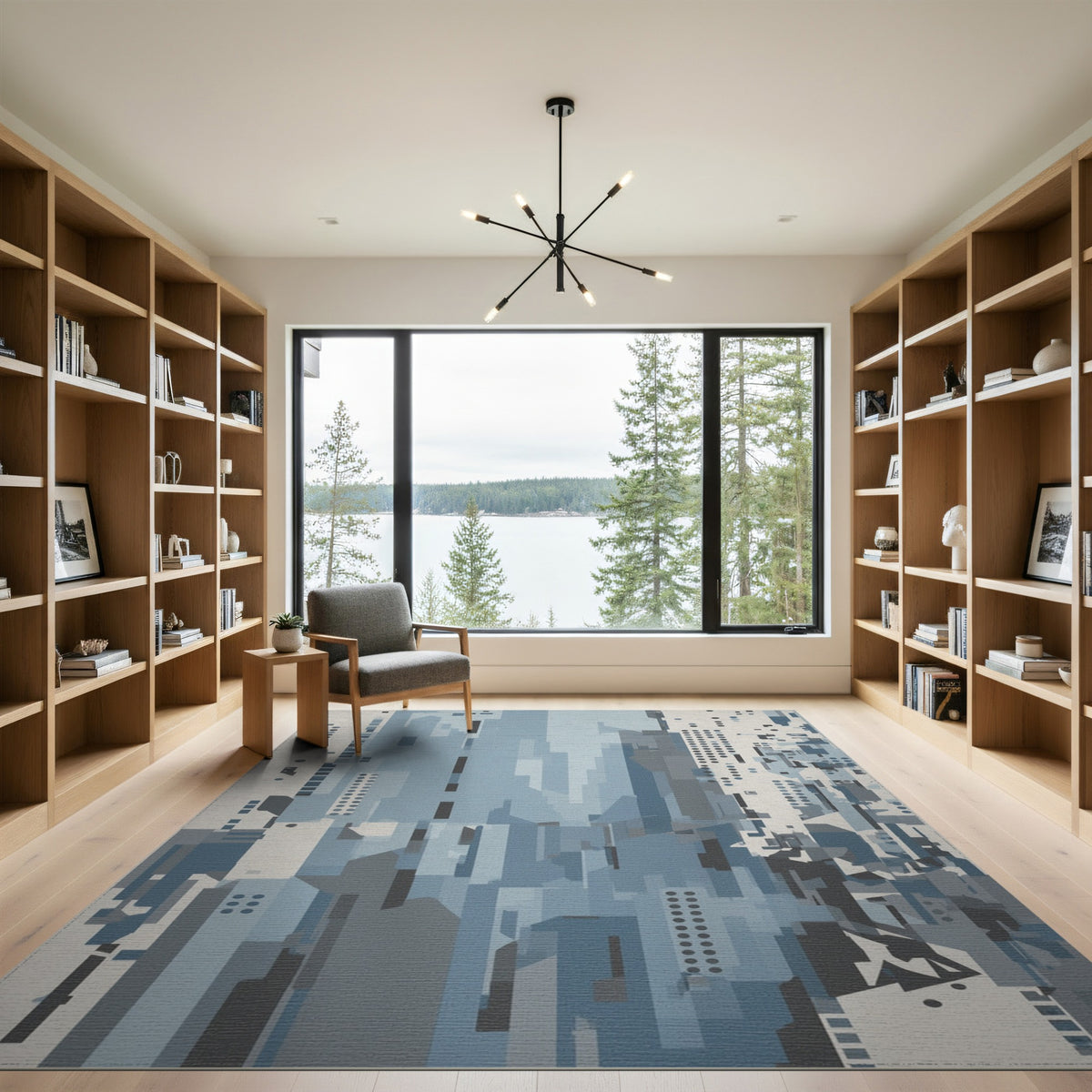 Blue Geometric Abstract Area Rug