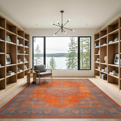 Orange Distressed Vintage Area Rug